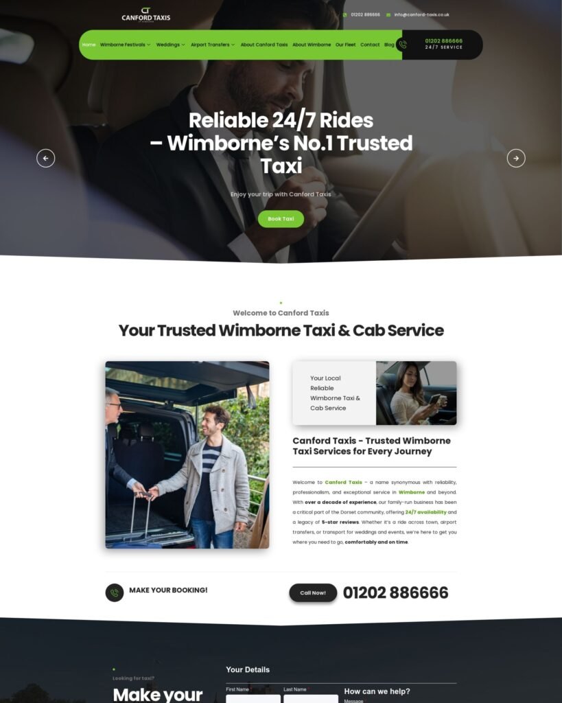 Affordable Website Packages Canford Taxis Website